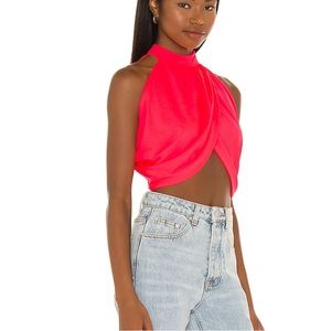 Superdown Emani Wrap Crop Top in Coral